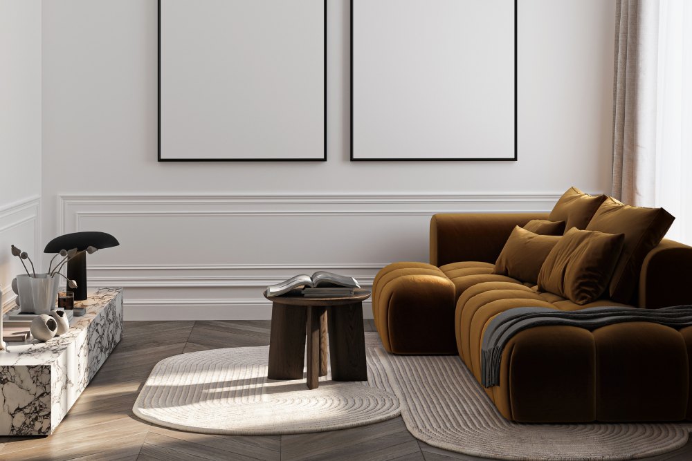 sade şık salon dekorasyonu